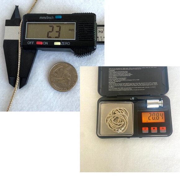 Gold Vermeil Sterling Silver 925 JCM Diamond Cut 36" Long Snake Chain Necklace - Picture 10 of 16